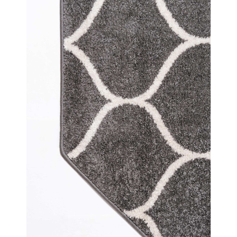 Tapis gris foncé Lllan, Octogone 7 pi 10 po