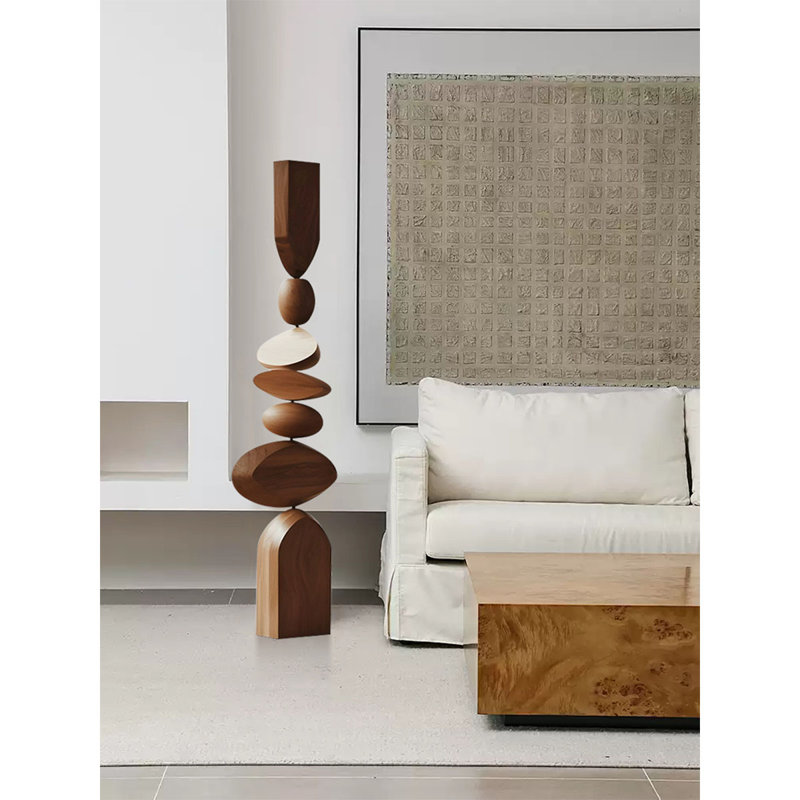 Pièce de décoration empilée en bois d'hévéa naturel