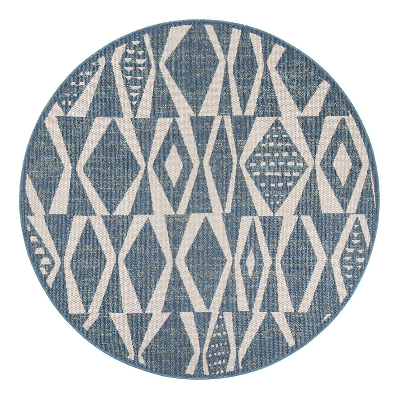 Geometric Indoor / Outdoor Rug, Round 6'1"