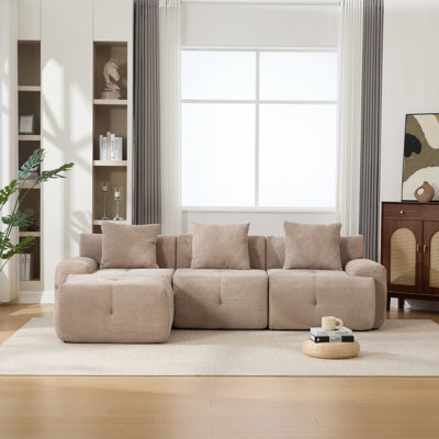 Boneless 104" W 4 - Piece Compression Upholstered Foam-filled Modular Sectional Sofa
