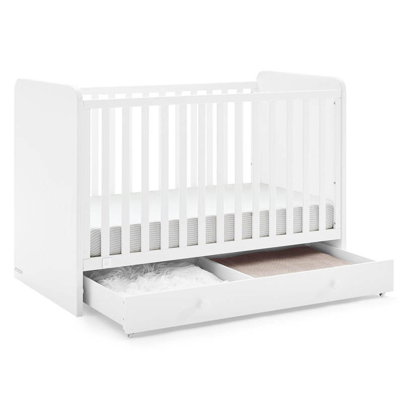 Bianca White 4-in-1 Convertible Crib with Storage Drawer