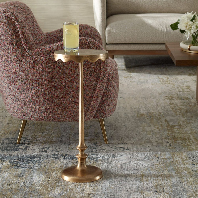  Plateau de table rond en laiton antique