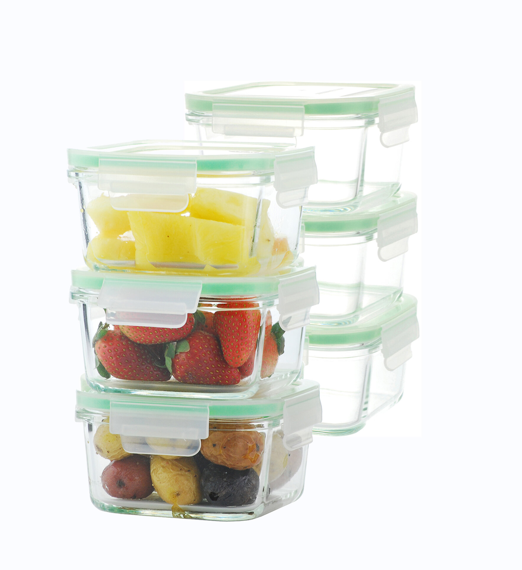 Prep & Savour 8 x 8 x 3 Square Seal Hinged-Lid Clear Plastic