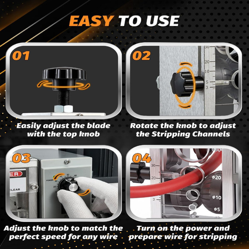 370W Electric Wire Stripper Machine for Gauge Wire 0.06"–1".