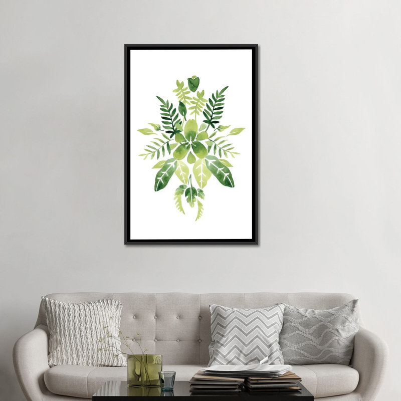 « verdoyant vignette iv », impression sur toile, H 26 po x l 18 po x P 1,5 po, Toile avec cadre noir, Pas de tapis