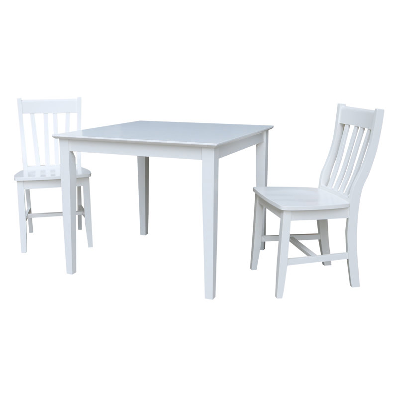 Solid Wood Dining Set, 3 Pieces: 1 Table, 2 Chairs