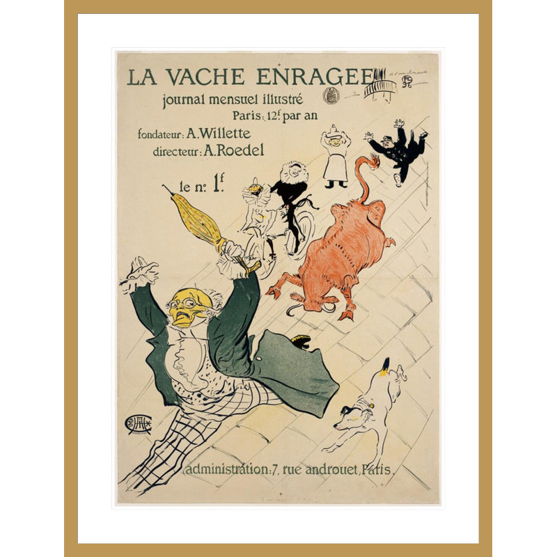 «La Vache enragée» par Henri de Toulouse-Lautrec, impression giclée encadrée, H 41,5 po x l 31,9 po