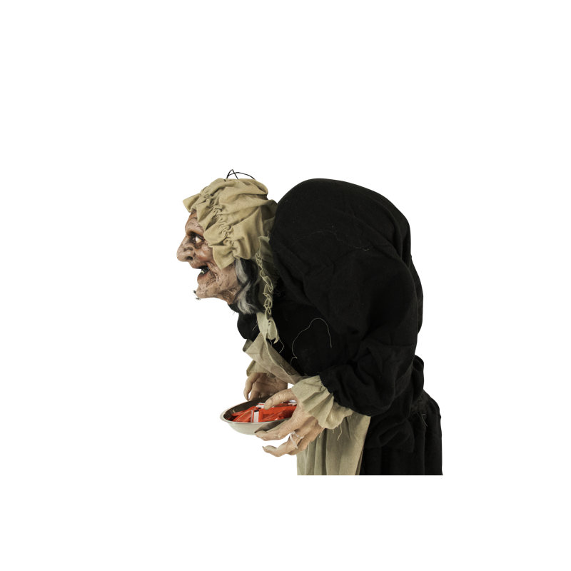 Haunted Hill Farm 60 In. Life-Size Halloween Animatronic, Scary Talking Zombie Maid with Touch Activated Lights and Sounds
