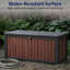 Coffre de terrasse 120 gallons en résine noyer cognac avec finition aspect bois