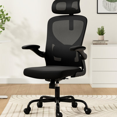 High - Quality Adjustable Height Office Chair With , Lumbar Support, And Flip Up , Breathable Mesh , Elastic Sponge Seat, Ergonomic Desk 90 120 Rockin