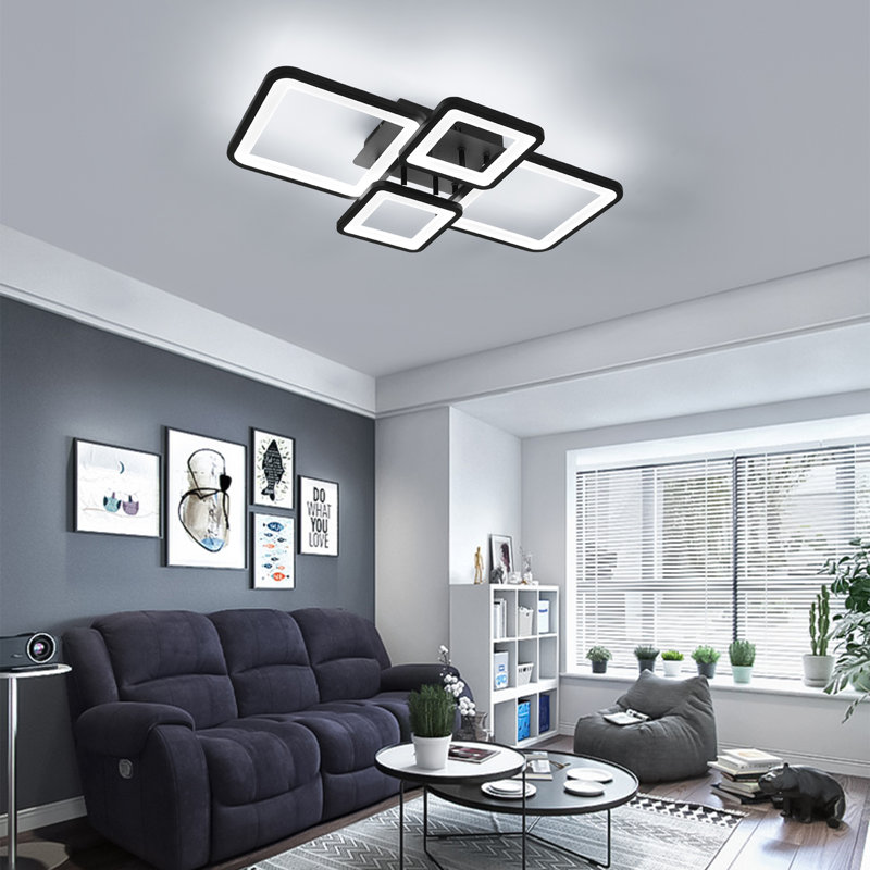 Dawndra Dimmable 4-Light Square LED Flush Mount Ceiling Light