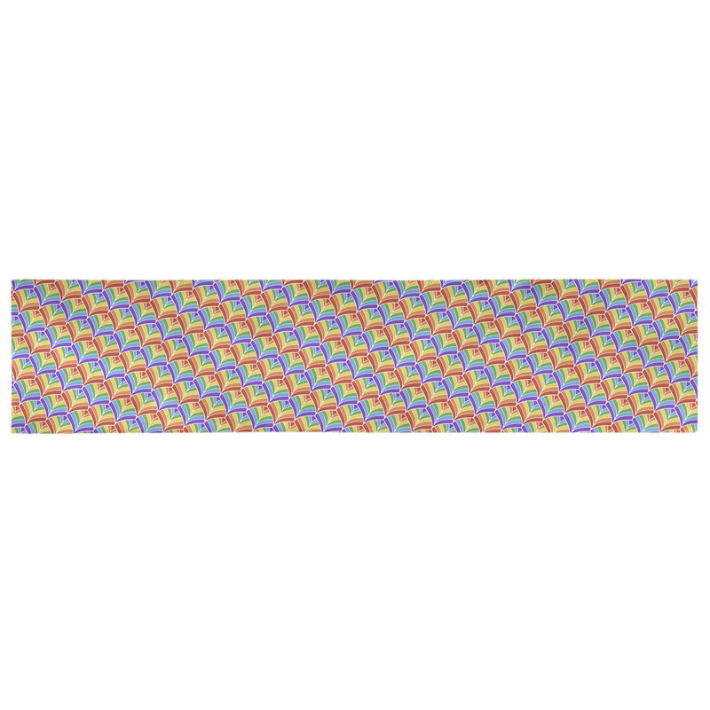 Chemin de table à échelles arc-en-ciel Avicia, 91,5 po x 17,5 po, Polyester, Bleu / Orange / Jaune