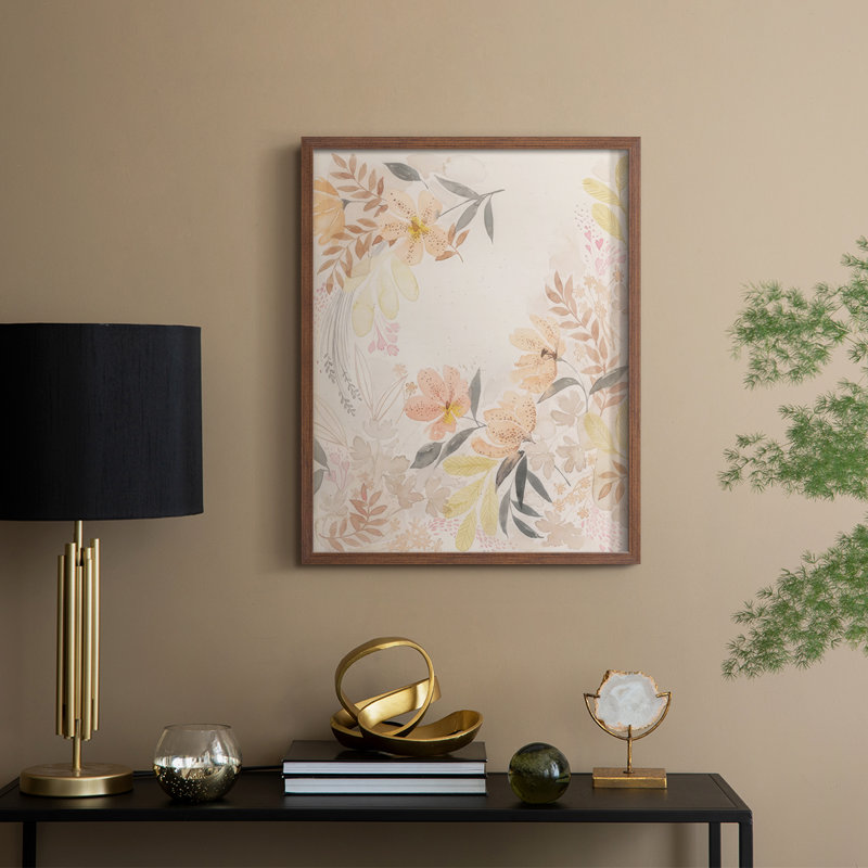 Windswept Wildflowers I, reproduction encadrée - bois massif, H 15 po x l 12 po, Noyer