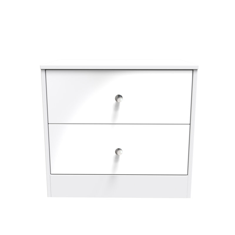 Bhargavi 2 Drawer Midi Chest (Ready Assembled), White Gloss/White