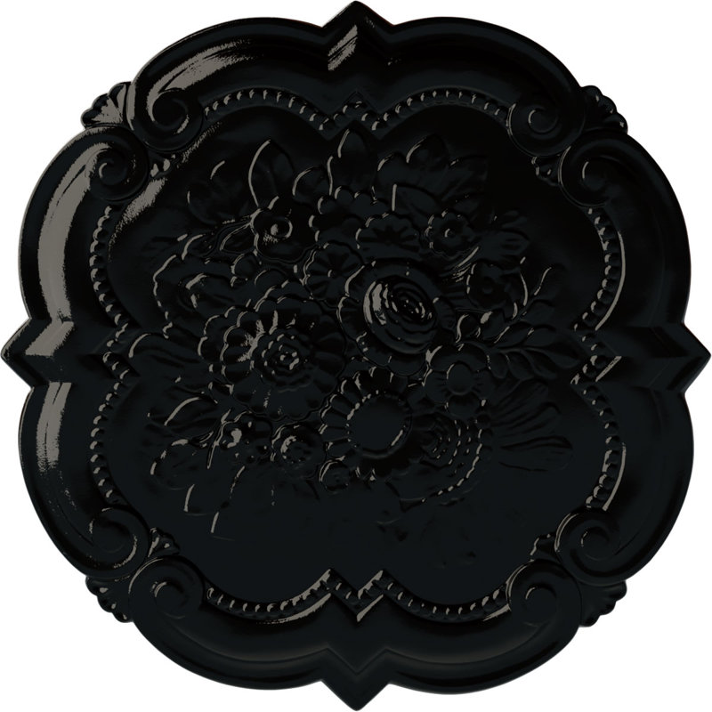 Endurathane Victorian Ceiling Medallion, 24 3/8"OD x 1"P, Hand-Painted Black Pearl Finish, Black Pearl