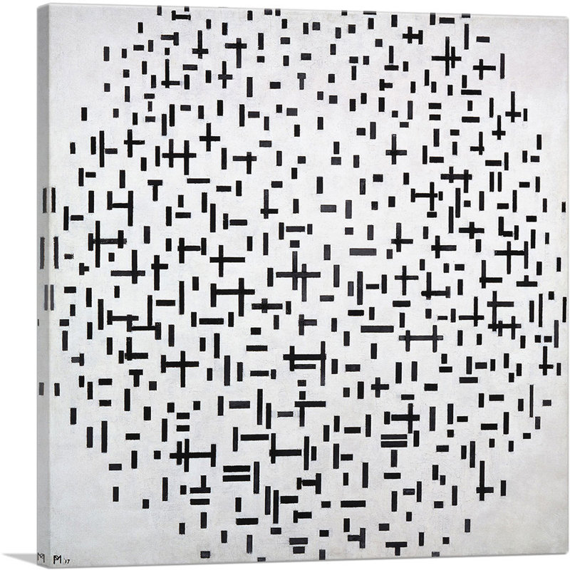 «Composition 1917» par Piet Mondrian, reproduction d'art sur toile tendue, H 12 po x l 12 po x P 0,75 po