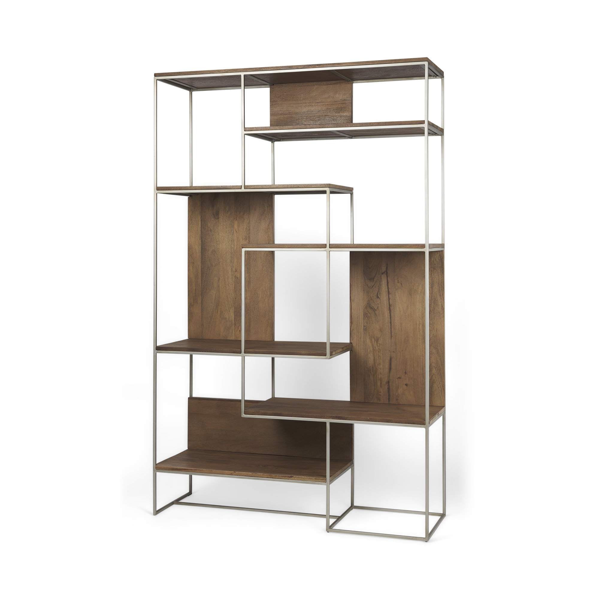 Narrow Bookcase, Brown/Silver