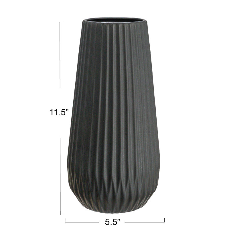 Laudine 11.5'' Stoneware Table Vase, Black