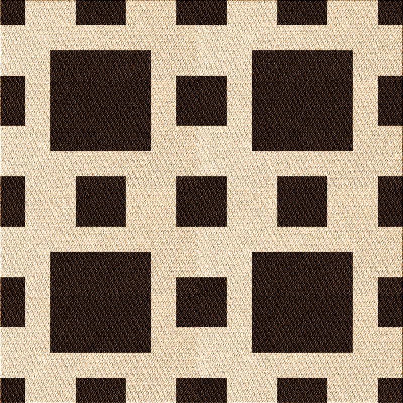 Tapis géométrique en laine beige / noir, Carré 8 pi