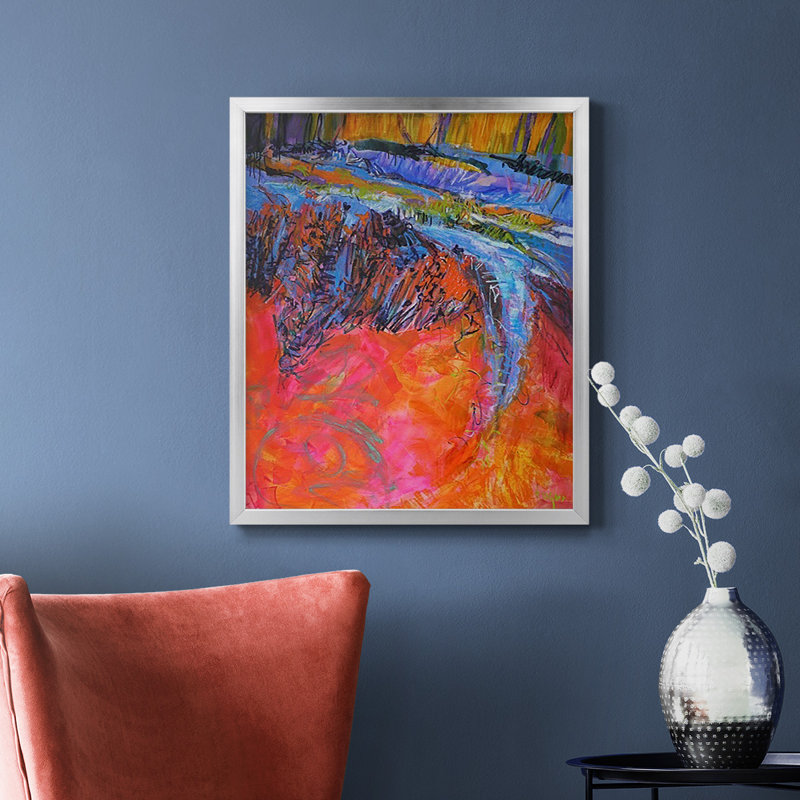 «Vibrant Flow I», toile encadrée de qualité supérieure - prête à être accrochée, H 24 po x l 20 po, Argent