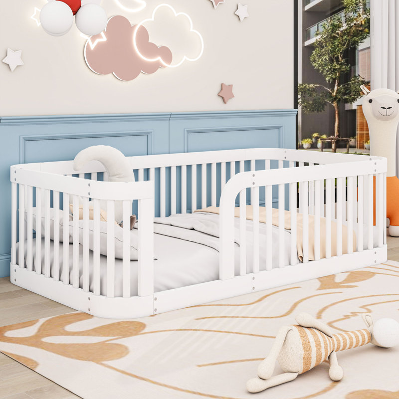 Lit plateforme simple avec structure de plancher, Blanc