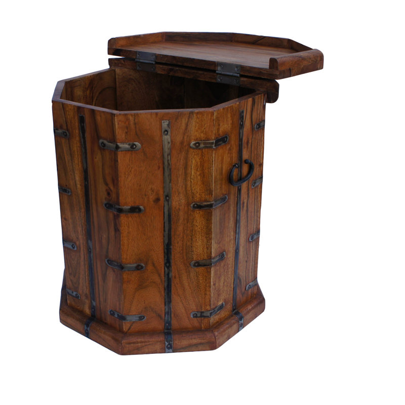 Themis Solid Wood Drum End Table