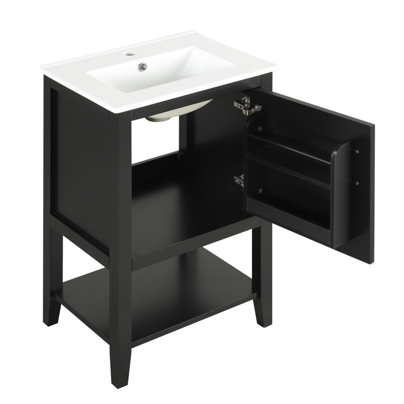 Meuble-lavabo de 20 po avec lavabo, Noir