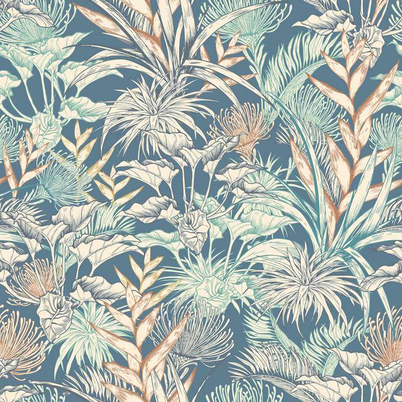 Tropical Canopy - Teal & Navy, Teal/Navy