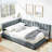 Upholstered Full Daybed Frame, Gray Velvet With Stable Construction And Comfortable / Bed Size Upholstery-1775557447