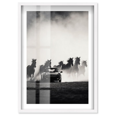 «Unleashed Power Shadowbox», reproduction d'art mural par Notoriart, cadre blanc, 24 x 36
