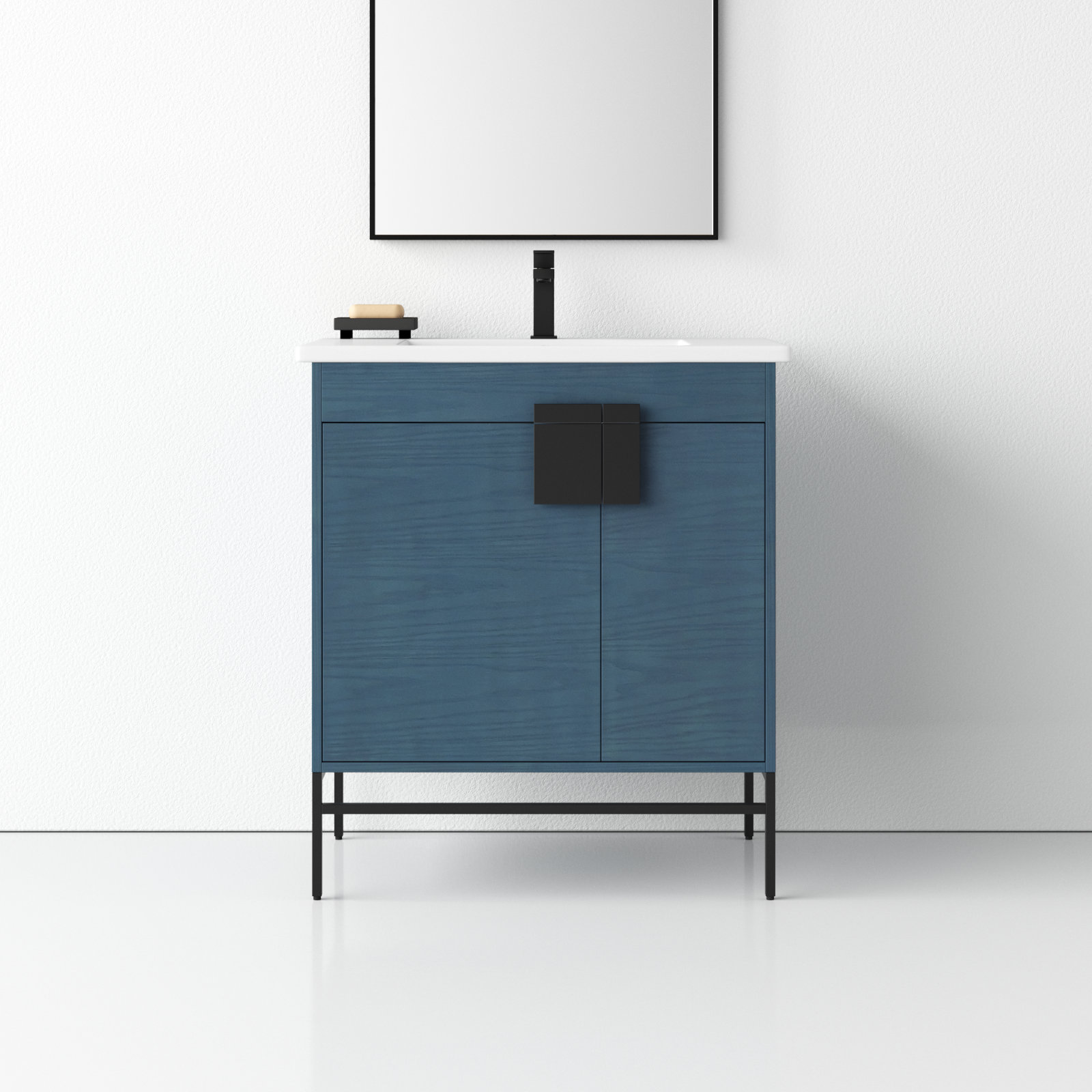 Maisie 30'' Single Bathroom Vanity, Black Matte, French Blue