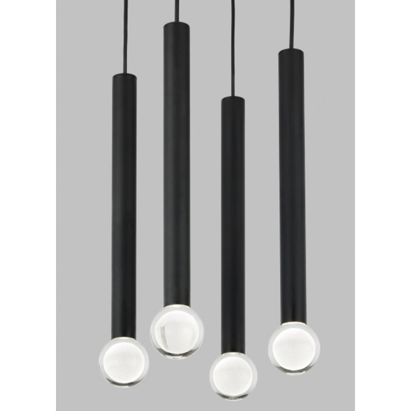 Guyed 4 - Light LED Pendant, Nightshade Black