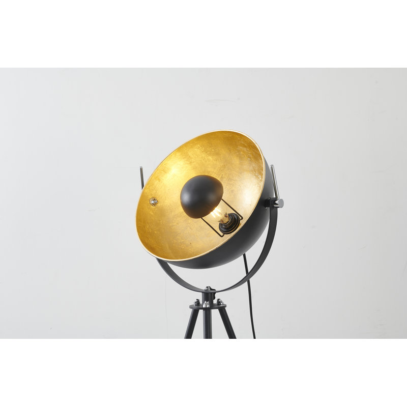 Milana 1 Light Silver Tripod Floor Lamp, Black, Black