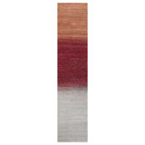 Wool Striped Area Rug in Red