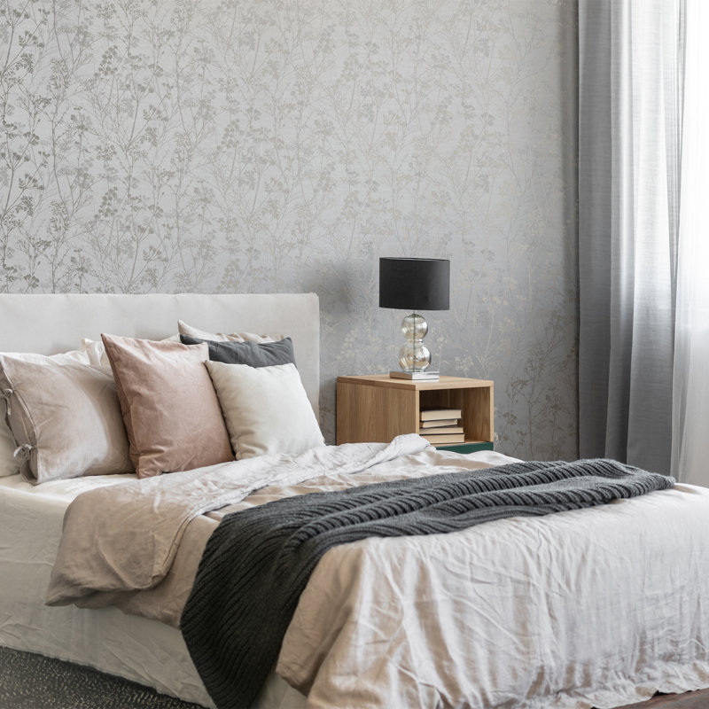 Floral Double Roll, Gray/Pale Gold