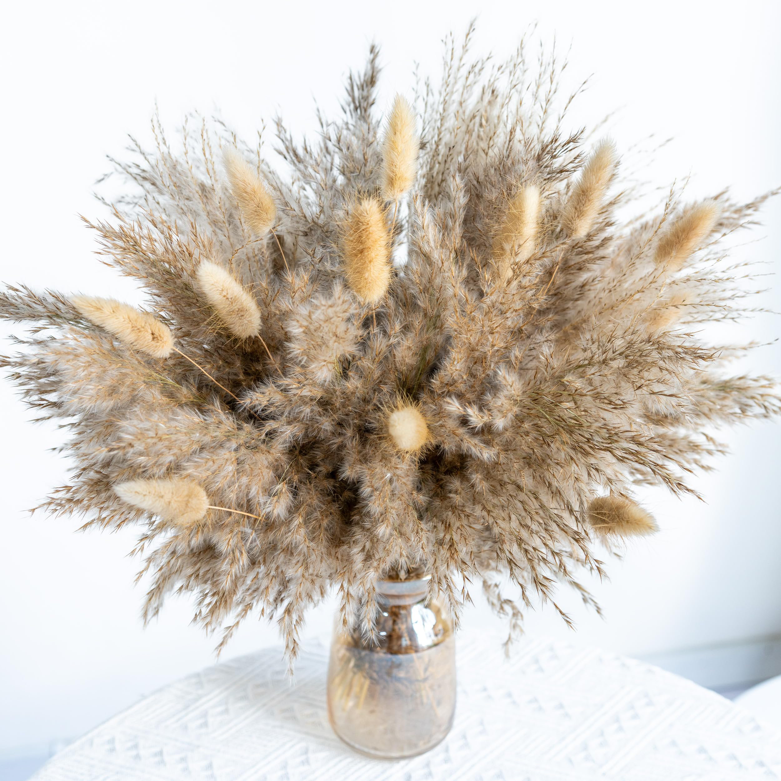 Dried Flowers Bouquet For Vase - Gold Mixed Pampas Grass & Billy Balls, Fall Home Decor, 43-45cm Long