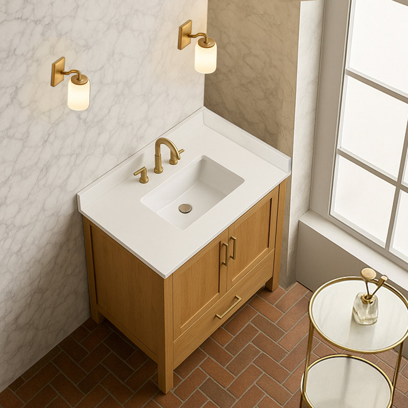 Cloison latérale en pierre reconstituée de 21 po de couleur blanc pur pour comptoir de meuble-lavabo