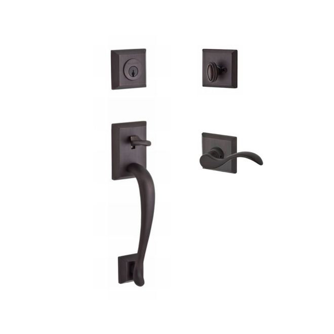 Napa Handleset with Single Cylinder Deadbolt and Door Lever and Rosette, Venetian Bronze, Right