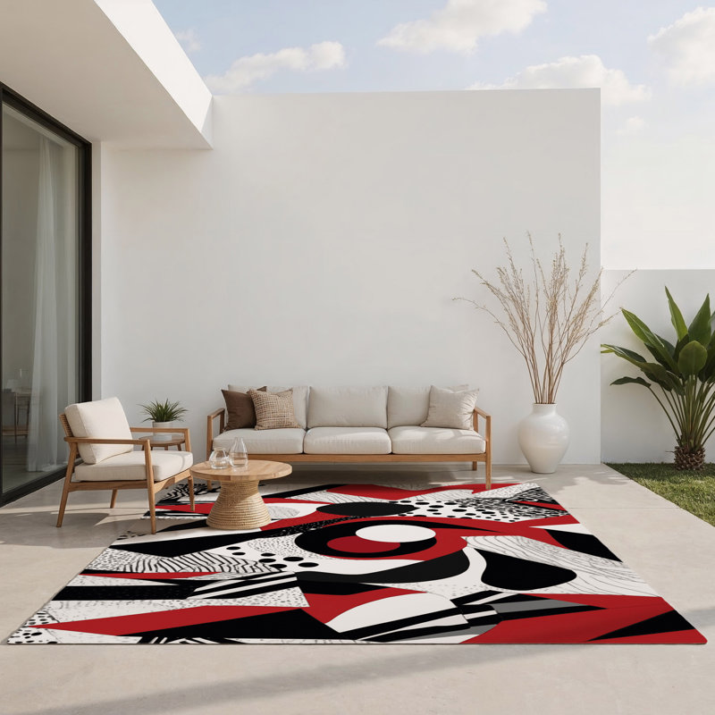 Crimson Fragment Indoor And Outdoor Area Rug, Rectangle 4' x 6'