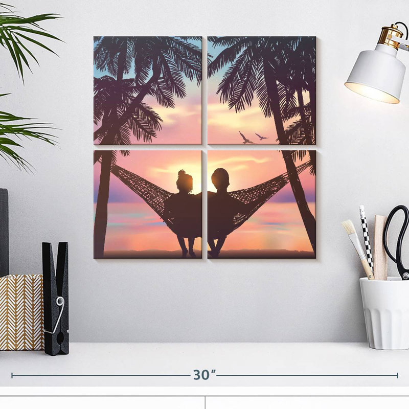 Hardie Beach Couple Silhouette, 18" H x 18" W