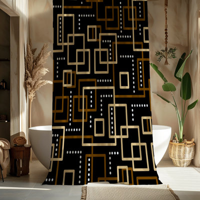 Brown Geometric Shower Curtain