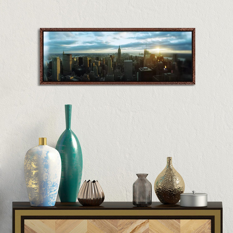 Buildings in a city, Empire State Building, Manhattan, New York City, New York State, USA 2011 1 Piece Panoramic Wall Art on Canvas