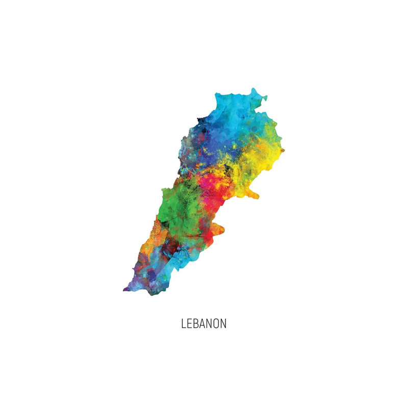 «Lebanon Map» par Michael Tompsett, impression sur toile tendue, H 60 po x l 40po x P 1,5 po