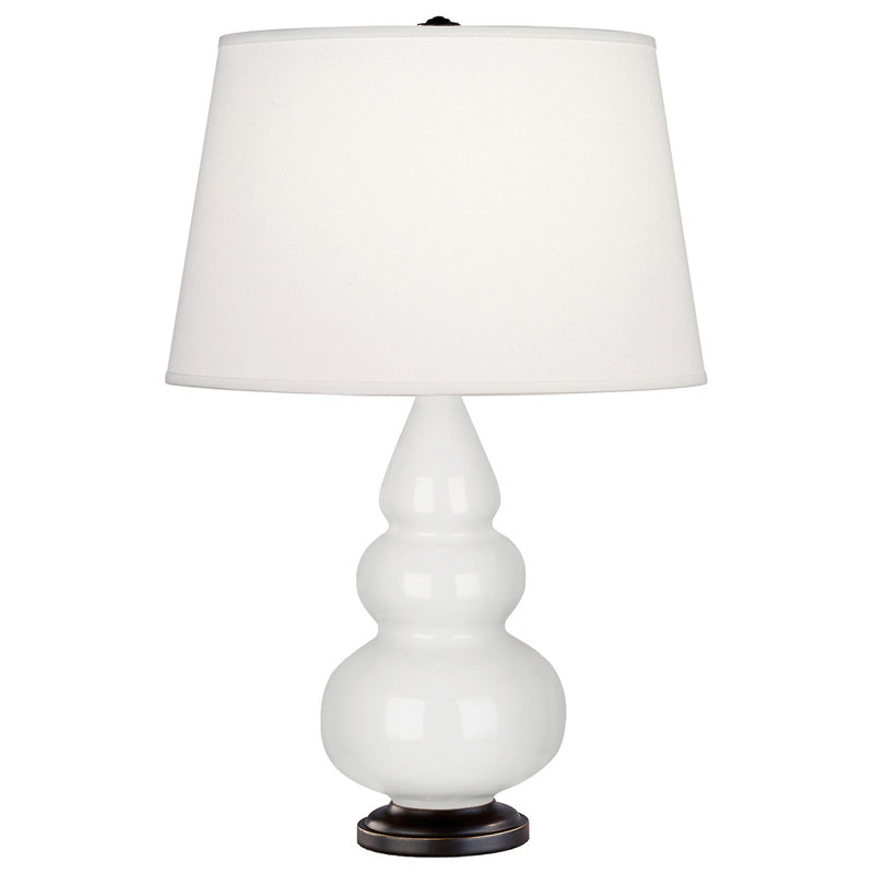 Small Triple Gourd Table Lamp, Lily and Bronze Base