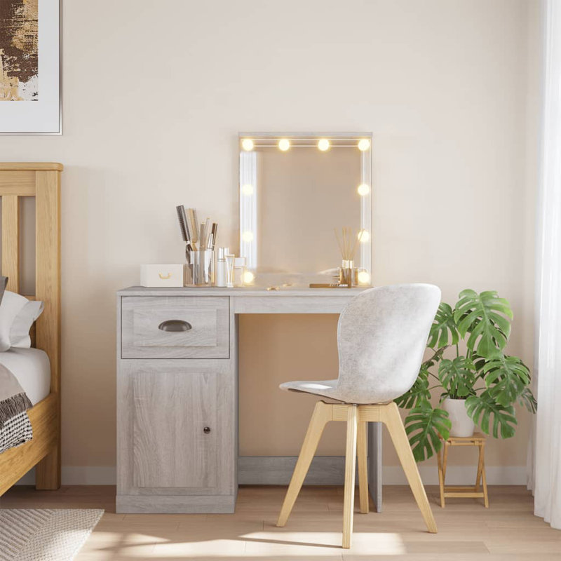 Dressing Table with Mirror, Grey Sonoma