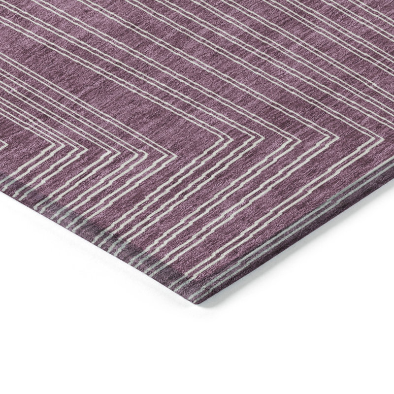 Eggplant Geometric Synthetic Flat Woven Washable Rug, 3' x 5'