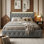 Smart Velvet Bed Frame with LED Charging Headboard, Tufted Upholstered Frame with Storage Drawers, Grey/Beige in Multiple Size (EU Single, Double & King)