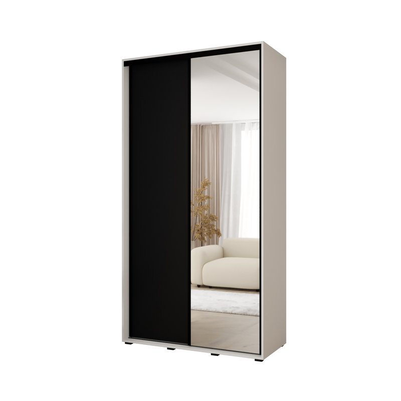 Laminate Wardrobe, Black/White, 235.2cm H x 110cm W x 60cm D