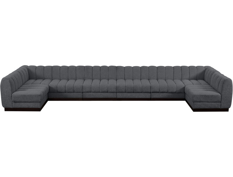 Canapé modulaire rembourré 8 pièces Quinn, Tissu gris chenille