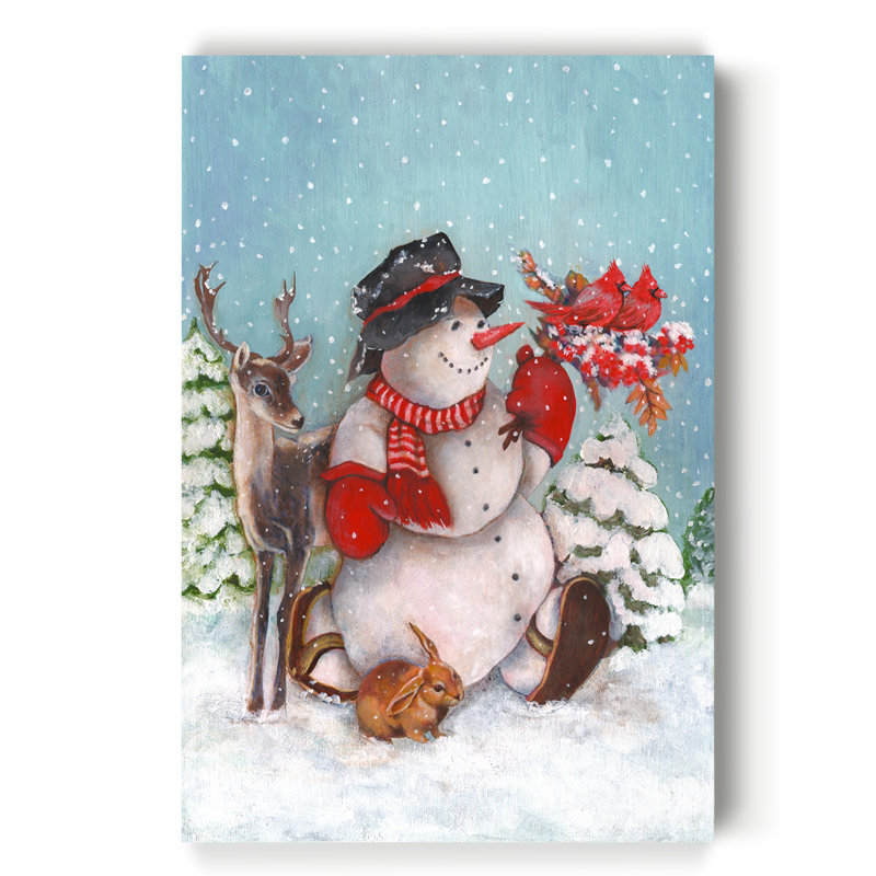 «Winter Friends» par Parvez Taj - reproduction d'art sur toile tendue, H 20 po x l 16 po x P 1 po